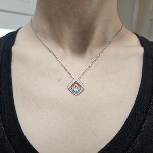 Swarovski Square Halo Pendant Necklace
